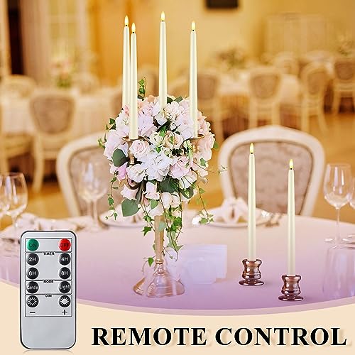 Ivory Flameless Taper Candles Set with Remote Control - 11 Inch, 48 Pack