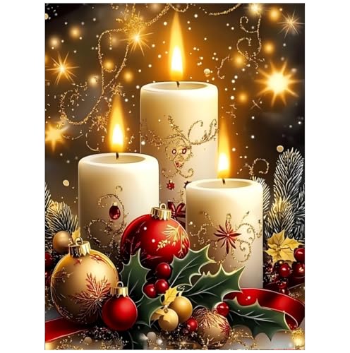CRZMODE Christmas Candle Diamond Painting Kit 12x16 Inch for Adults & Beginners