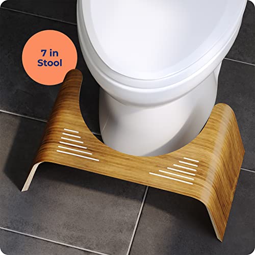 Squatty Potty Slim Teak Bathroom Toilet Stool - Brown, 7 Inch Height