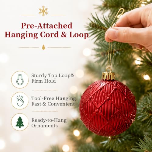 60-Piece Red & Green Christmas Ornament Set for Tree Decorations