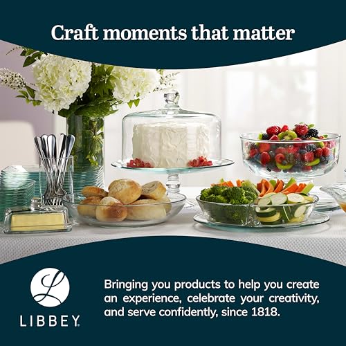 Libbey Selene Glass Cake Stand with Dome Lid - Footed Dessert Display