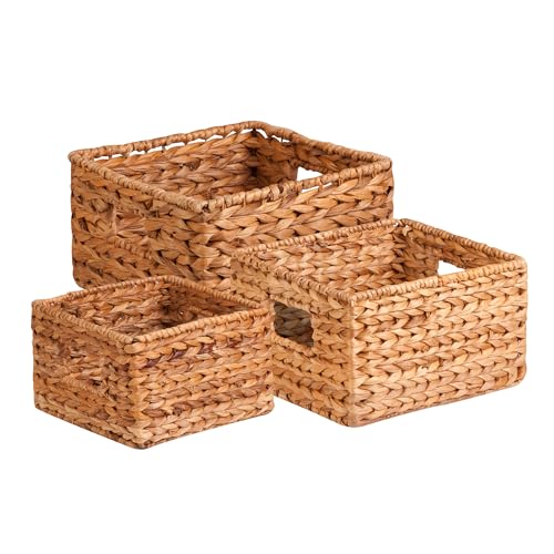 Honey-Can-Do Woven Water Hyacinth Wicker Storage Baskets, Nesting Set