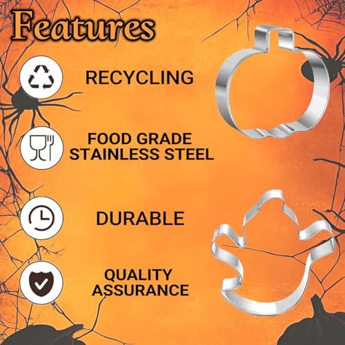 Crastilior 12-Piece Halloween Cookie Cutter Set Stainless Steel Pumpkin Bat Ghost Cat