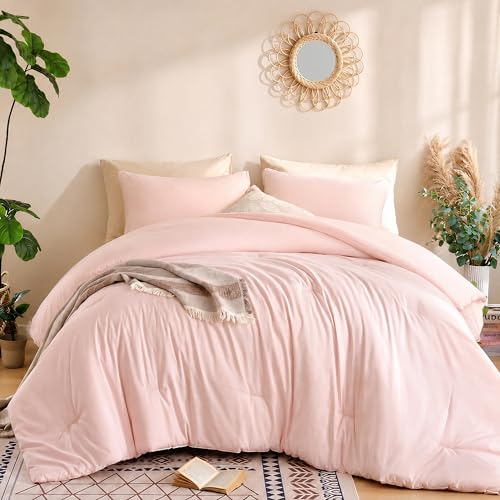 Pink Comforter Set Queen Size All Season Lightweight Bedding - Weigelia