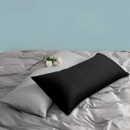 FLXXIE Body Pillow Cover - Super Soft Microfiber 20x54 Long Pillowcase | Envelope Closure, Stain Resistant, Black