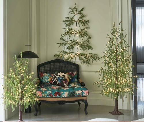 4FT Lighted Norfolk Pine Tree with 180 LED Fairy Lights Indoor Outdoor Holiday Decor