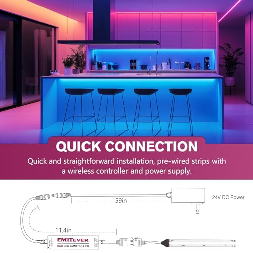 RGB COB LED Strip Light Kit 16.4ft Dimmable Color Changing Ambient Lighting - Multicolor