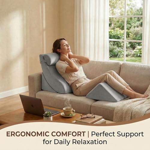 Grey Axelrod 4-Piece Orthopedic Bed Wedge Set - 21.8" Foam Support Cushions