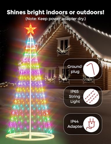 BraveDream 9ft Smart RGB Lighted Christmas Cone Tree Outdoor Indoor with App & Remote Control