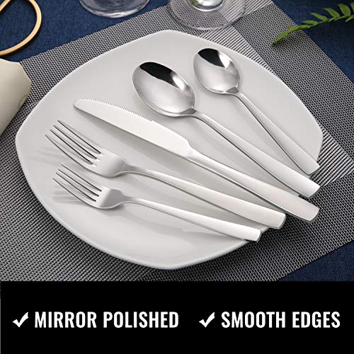 HIWARE Silverware Set 72-Piece Flatware Cutlery for Home & Restaurant, Mirror Polished, Dishwasher Safe - Silver / 72-Piece