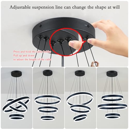 Modern LED Chandelier Adjustable Hanging Pendant Light Fixture - Circular-Sxfgh