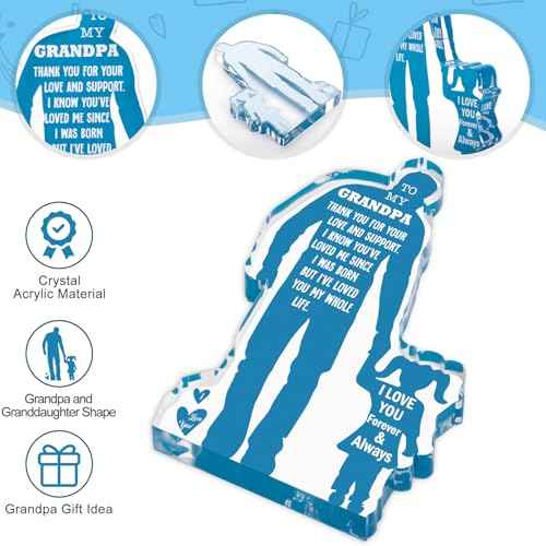 Grandpa Gifts from Granddaughter Birthday Gifts Idea for Grandfather from Granddaughter Best Grandpa Ever Gifts to My Grandpa Christmas Fathers Day Gift for Granddad Papa Acrylic Plaque Sign