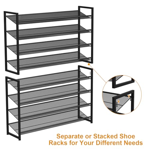 NEYCIL Black 8-Tier Heavy Duty Metal Shoe Rack Organizer, Stacking Shoe Storage for Closet & Entryway