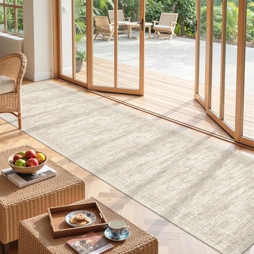 Beige Non-Slip Washable Runner Rug 2x12 ft Hallway Floor Mat - Ivory Option