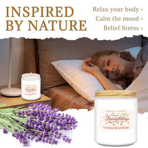 Lavender Scented Soy Candle Gift for Best Friend - Birthday & Christmas Gift Set, Variation friendship1-03