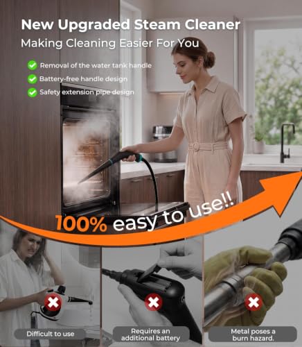 QITQUNS C4 2500W Handheld Steam Cleaner Ivory – 6-Level Steam Control, 1.8L Tank