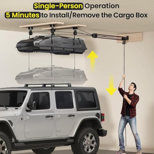 Garage Ceiling Storage Hoist System - Classic Black, 180lbs Capacity