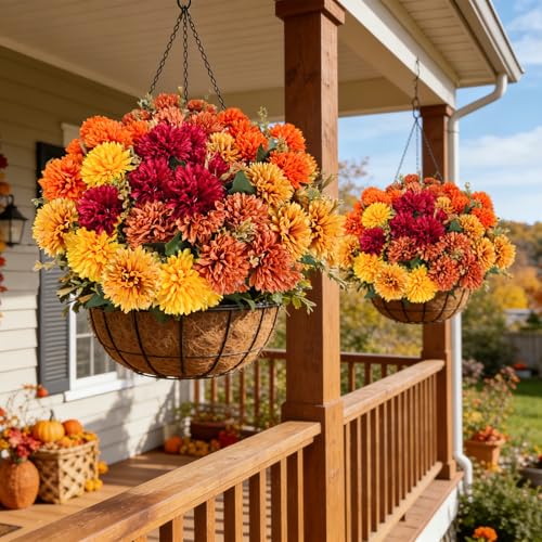 Artificial Mum Flowers Set - 20 Mixed Faux Fall Flowers for Outdoors & Garden Decor