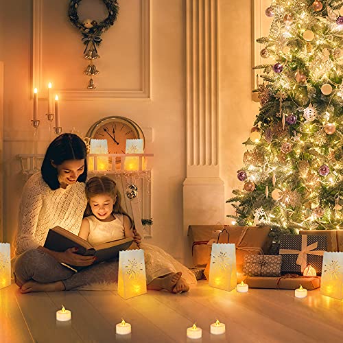 AceList 30 PCS Luminary Bags with 30 LED Tea Lights Flameless Candles Set for Weddings, Parties, Holidays – Bag+Candle Fireworks