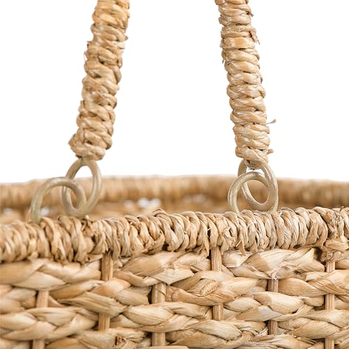 Natural Woven Rope Stair Basket with Handles - Home Decor Storage