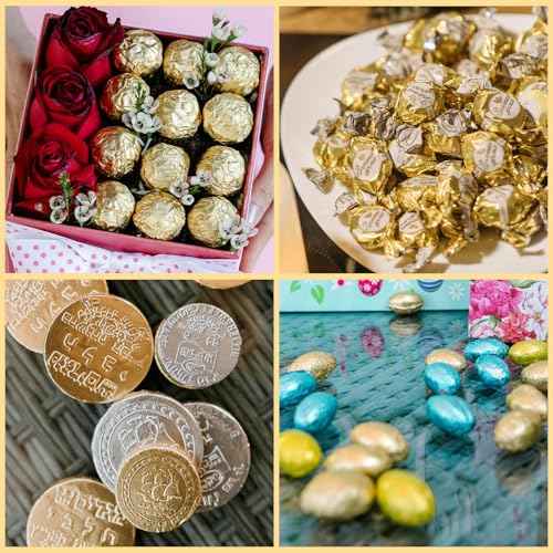 uxcell 300pcs Foil Candy Wrappers, 4 x 4 Inch Chocolate Bar Wrappers, Aluminum Foil Paper for Caramel Candy Packaging Decoration (Silver, Glossy Finish)