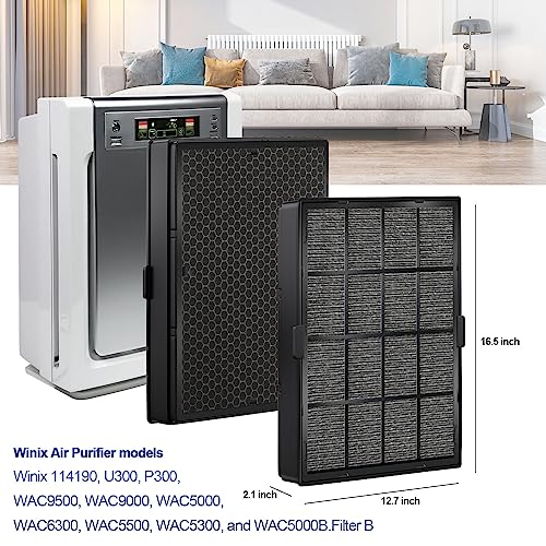 Horyliin Washable HEPA Replacement Filter B for Winix Air Purifiers - Black