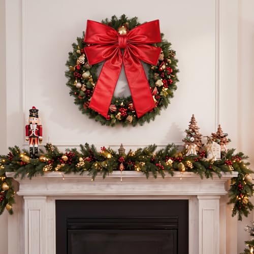 Norme 16 x 20 Inch Red Metallic Christmas Tree Topper Bow - Red / 16x20