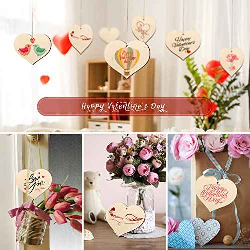 Wooden Heart Ornaments to Paint 7 Inch, Large Size Wooden DIY Blank Unfinished Heart Wood Discs Ornament for Crafts Hanging Decorations