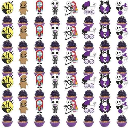 40PCS Night Before Christmas Cupcake Toppers - Night Before Christmas Cake Topper Halloween Cake Decorations Ghost Cupcake Toppers
