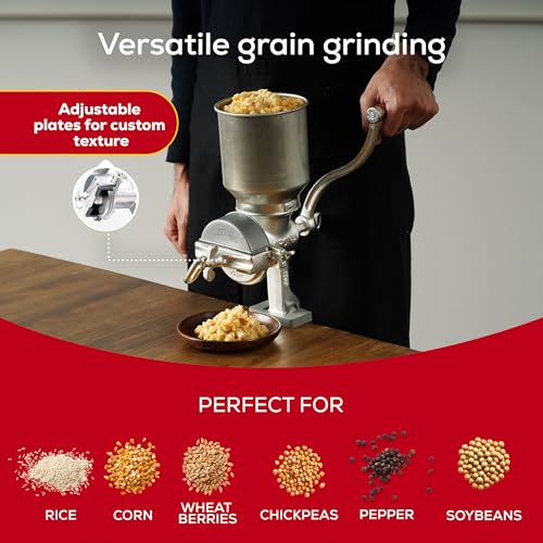 Corona Manual Grain Mill - Cast Iron Grinder for Corn, Wheat, Spices