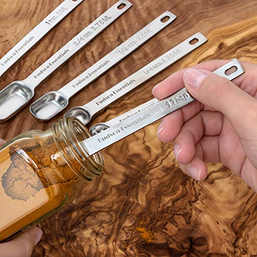 14 Piece Stainless Steel Measuring Cups and Spoons Set - Stackable Kitchen Utensils with Marked Measurements