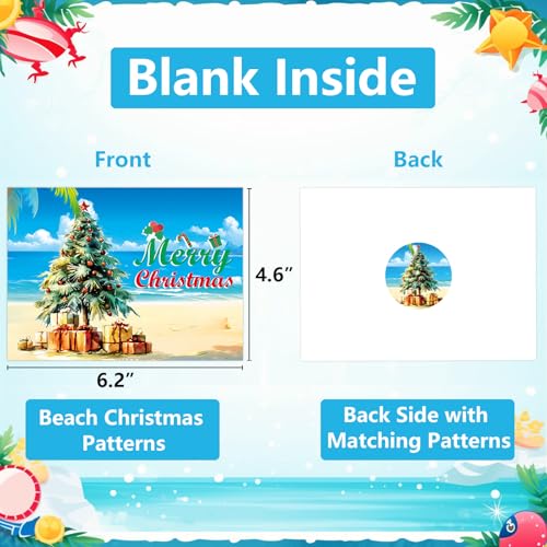 Fancy Land Beach Tree Christmas Cards — 24 Blank Palm Tree Holiday Notes