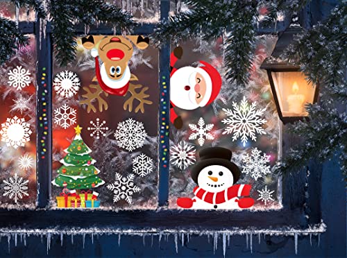Christmas Window Stickers 8 Sheets 262PCS Static Clings Holiday Decorations