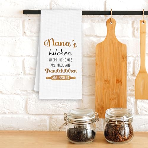 Spoiled Nana Kitchen Towels - Grandma Gifts for Mother's Day, Christmas, Rustic Farmhouse Decor, 16x24in Hand Towels