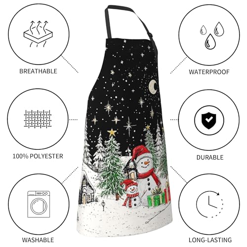 DZGlobal 33x28-Inch Funny Snowman Apron with Pockets for Cooking & Grilling
