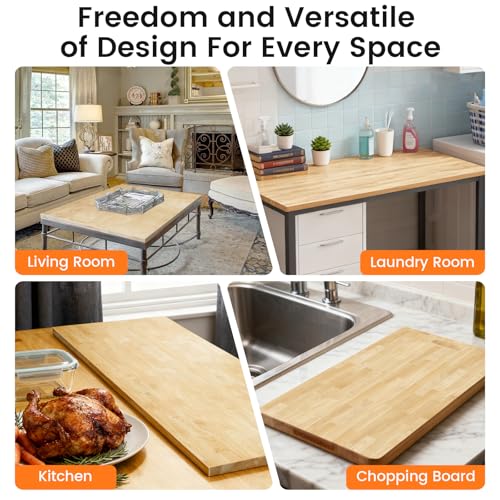 Unfinished Birch Wood Countertop - 2ft Solid Kitchen Work Surface 24x25x1.5 in - Variation of THIS listing