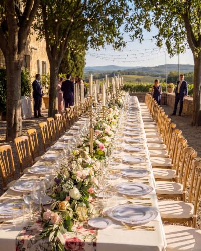 Gold Disposable Plates Set for 50 Guests - Nervure 350Pcs Baroque Dinnerware