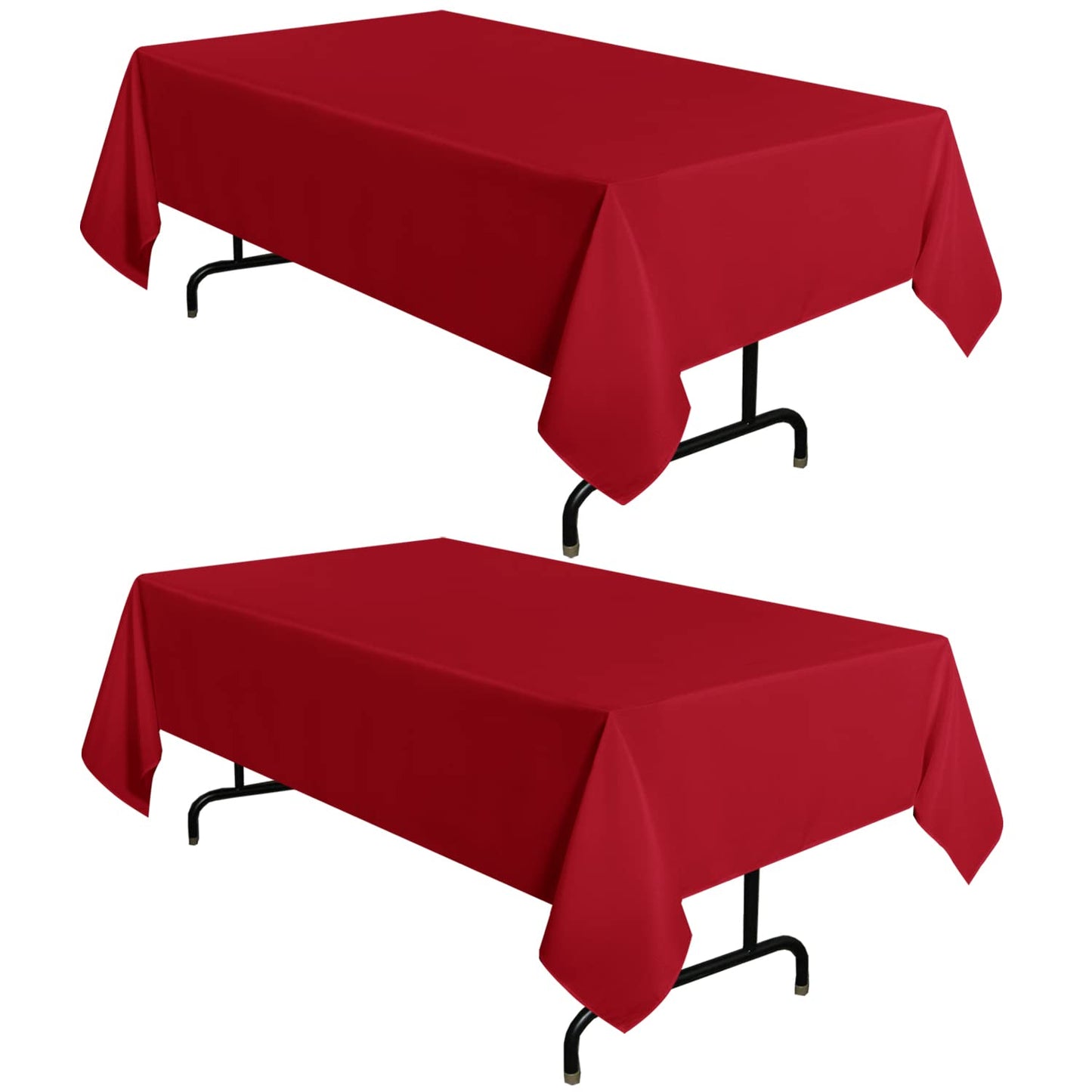 sancua 2 Pack Red Tablecloth 60 x 84 Inch, Rectangle 4 Feet Christmas Table Cloth - Stain and Wrinkle Resistant Washable Polyester Table Cover for Dining Tables, Buffet Parties and Camping