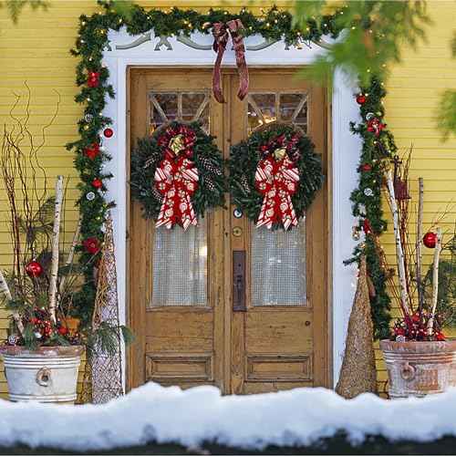 2 Pieces Christmas Bows for Wreath, Merry Christmas Wreath Bows Red Burlap Bows Xmas Candy Craft Bows Ornaments Winter Tree Bows for Front Door Christmas New Year Decorations