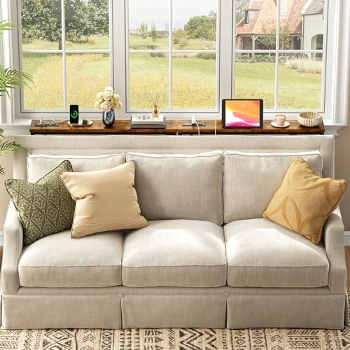HavenlyYouth 63-Inch Narrow Console Table with Charging Station for Small Spaces