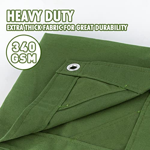 Heavy Duty Canvas Tarp 10x12 Feet - Waterproof Green Heavy-Duty Canvas Cover - Olive Green Variation