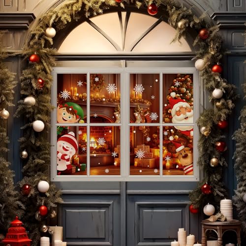 HunnmingRe 2 Pcs Christmas Santa Claus Window Covers Xmas Door Cover