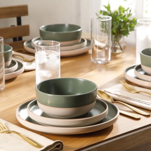 Gibson Home 12-Piece Green Dinnerware Set for 4 - Service for 4, Bluegrass Valley
