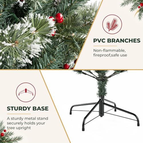 6ft Pre-Lit Artificial Christmas Tree with 300 Warm White LED Lights