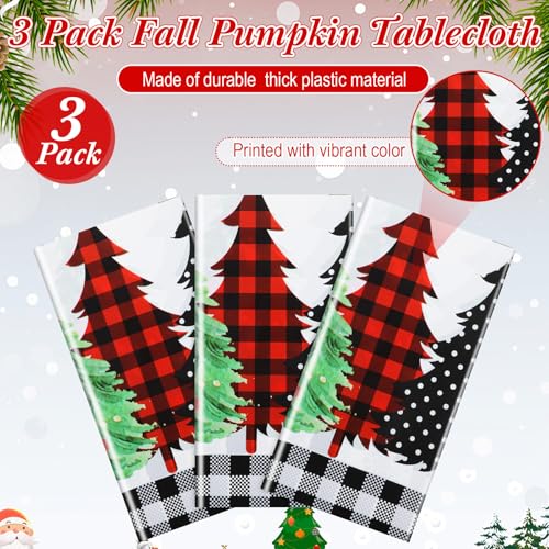 Ziliny 3 Pack Christmas Buffalo Plaid Tablecloths 54 x 108 Inches - Holiday Decor