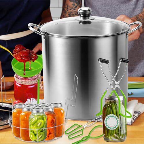 Green Stainless Steel Water Bath Canning Pot 20 Quart with Accessories - Starter Kit