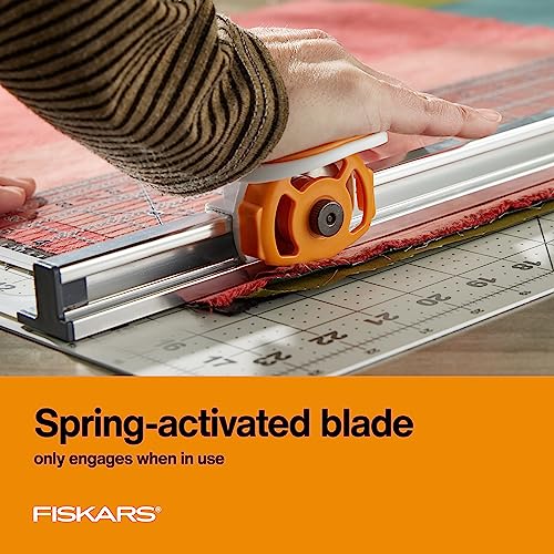 Fiskars 6 x 24 Inch Rotary Cutter with Built-In Ruler – 2-in-1 Fabric & Sewing Tool – Variation of 24 x 6