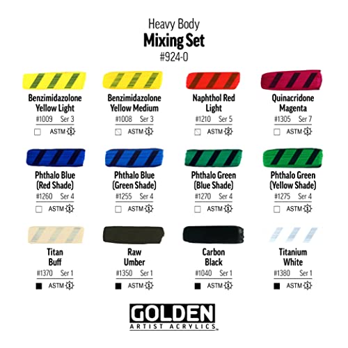 Golden Heavy Body Acrylic Paint Set 12 x 22ml Tubes + Glazing Liquid