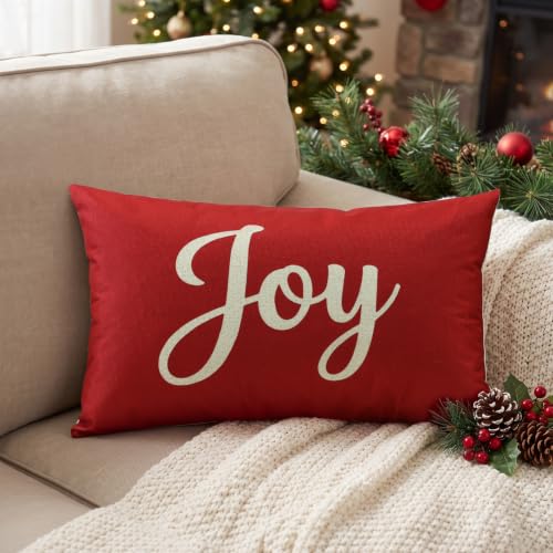Artscope Red Christmas Lumbar Pillow Covers 12x20 Inch Set of 2 - Holiday Decor