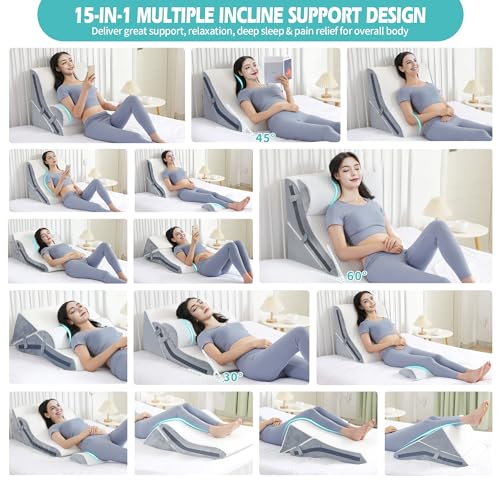 Simpledad White 3-Piece Wedge Pillow Set for Sleeping & Support